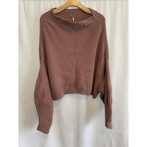 Free People Emmy Mock Neck Sweater in Mauve Heavy Knit Womens Size Medium
